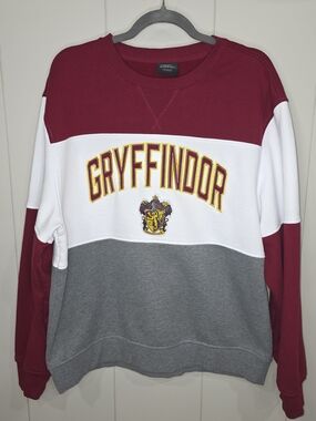Harry Potter Gryffindor Colorblock Crewneck Sweater - Maroon/White/Gray XL